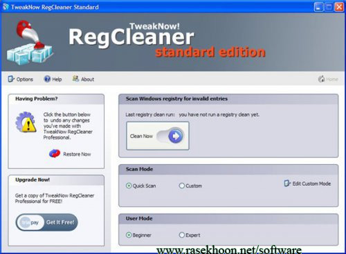 بهینه سازی و رفع خطا های رجیستری با TweakNow RegCleaner 7.3.6