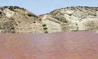   Winter in martial mountains and pink lake